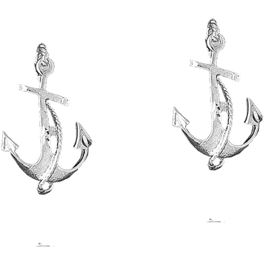 14K or 18K Gold 30mm Anchor With Rope Earrings