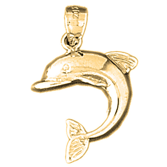 14K or 18K Gold Dolphin Pendant