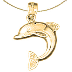 Colgante de delfín de oro de 14 quilates o 18 quilates