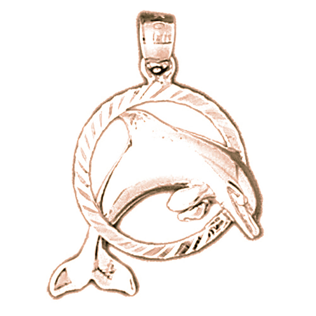 14K or 18K Gold Dolphin Pendant