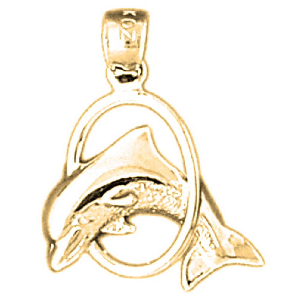 14K or 18K Gold Dolphin Pendant