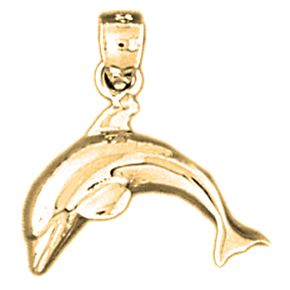 14K or 18K Gold Dolphin Pendant