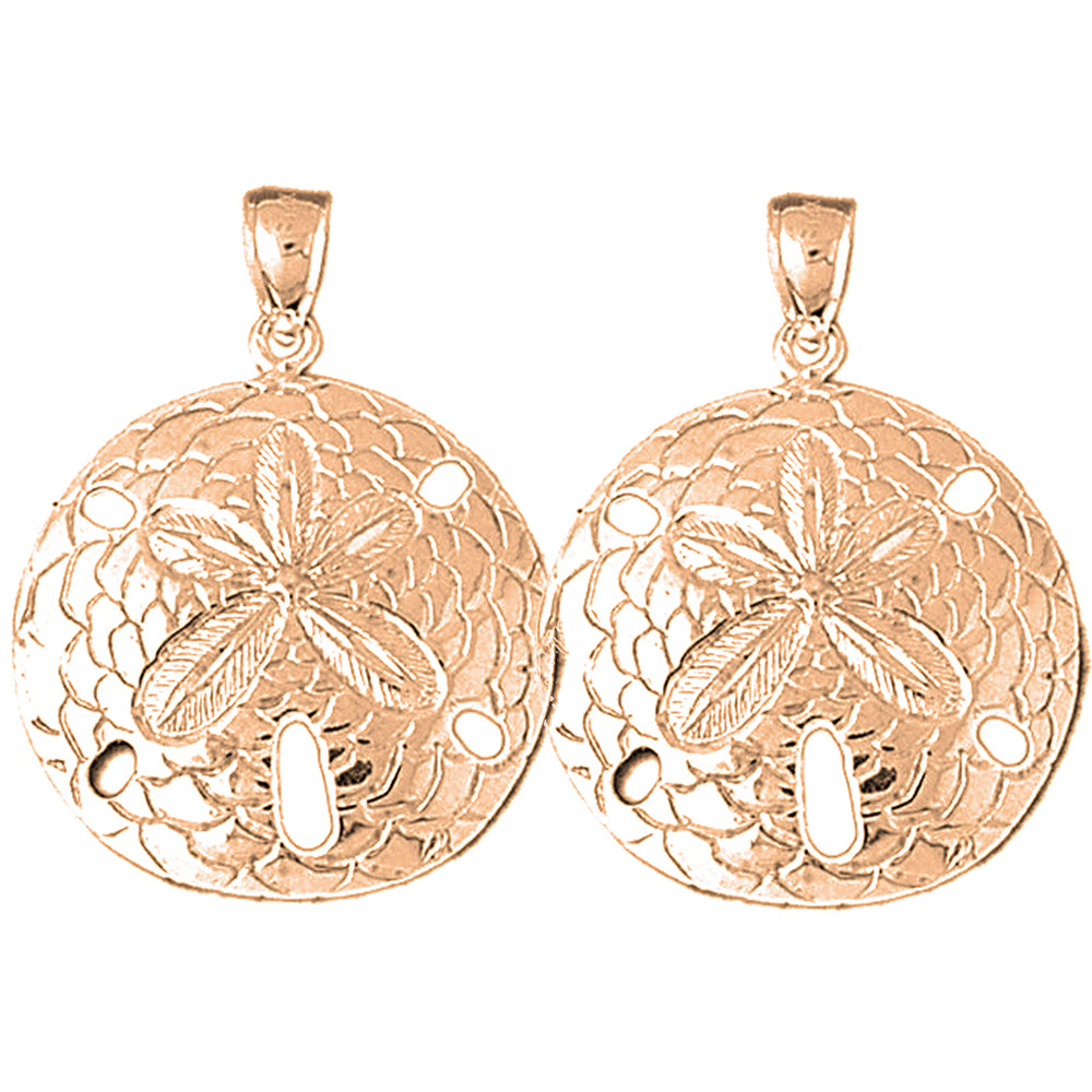 14K or 18K Gold 36mm Sand Dollar Earrings