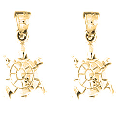 Yellow Gold-plated Silver 20mm Turtle Earrings