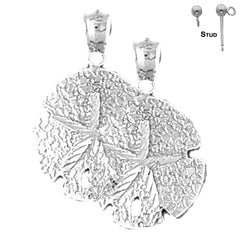 Sterling Silver 28mm Sand Dollar Earrings (White or Yellow Gold Plated)