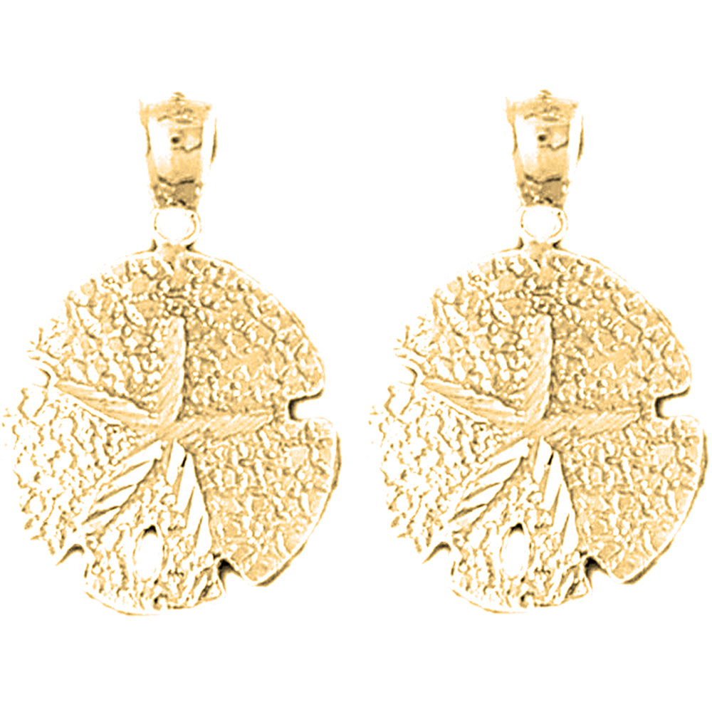 Yellow Gold-plated Silver 28mm Sand Dollar Earrings