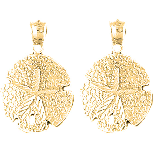 Yellow Gold-plated Silver 28mm Sand Dollar Earrings