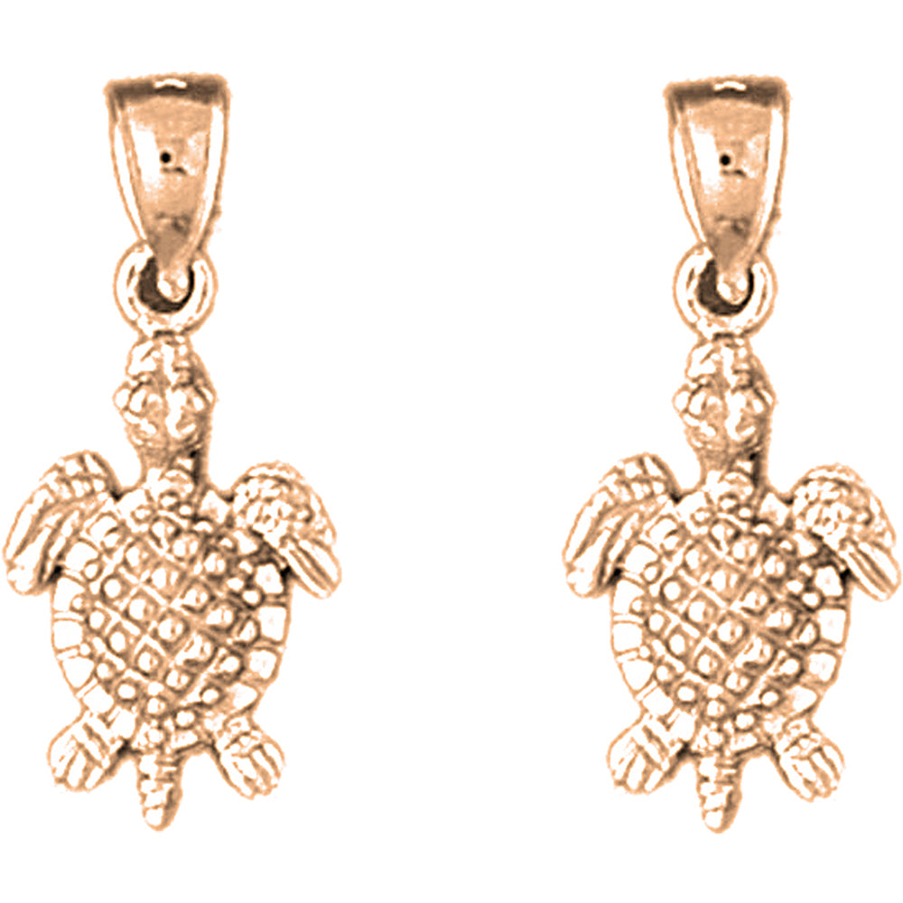 14K or 18K Gold 24mm Turtle Earrings