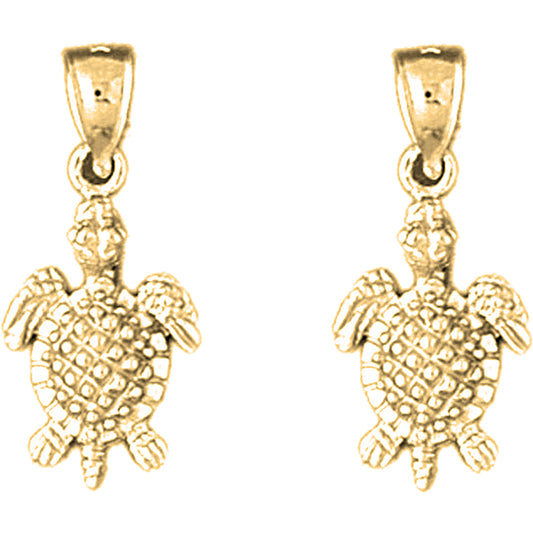 Yellow Gold-plated Silver 24mm Turtle Earrings