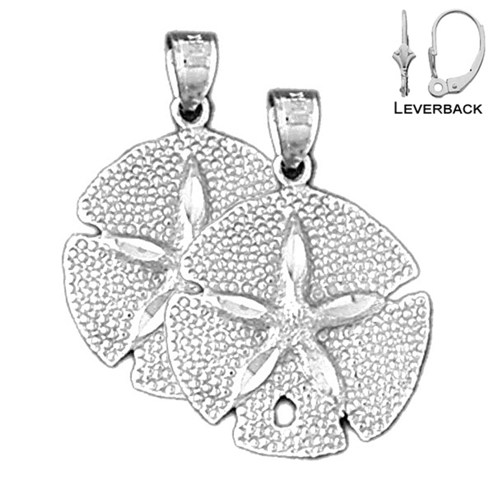 Sterling Silver 26mm Sand Dollar Earrings (White or Yellow Gold Plated)