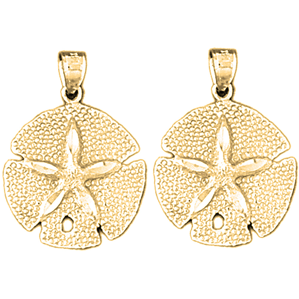 Yellow Gold-plated Silver 26mm Sand Dollar Earrings