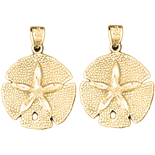 Yellow Gold-plated Silver 26mm Sand Dollar Earrings