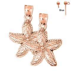 Pendientes de estrella de mar de oro de 14 quilates o 18 quilates de 23 mm