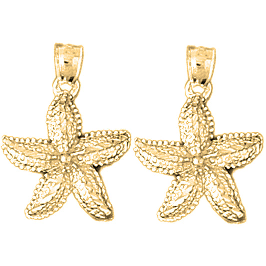 Yellow Gold-plated Silver 23mm Starfish Earrings