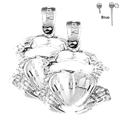 Sterling Silver 22mm Crab Earrings (White or Yellow Gold Plated)