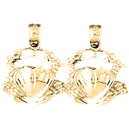 Yellow Gold-plated Silver 22mm Crab Earrings
