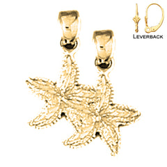 Sterling Silver 19mm Starfish Earrings (White or Yellow Gold Plated)