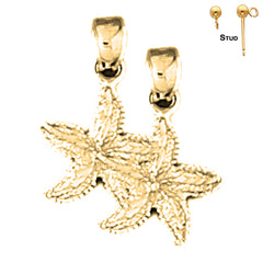 Sterling Silver 19mm Starfish Earrings (White or Yellow Gold Plated)