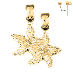 Pendientes de estrella de mar de oro de 14 quilates o 18 quilates de 19 mm