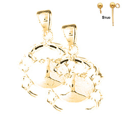 Sterling Silver 23mm Crab Earrings (White or Yellow Gold Plated)