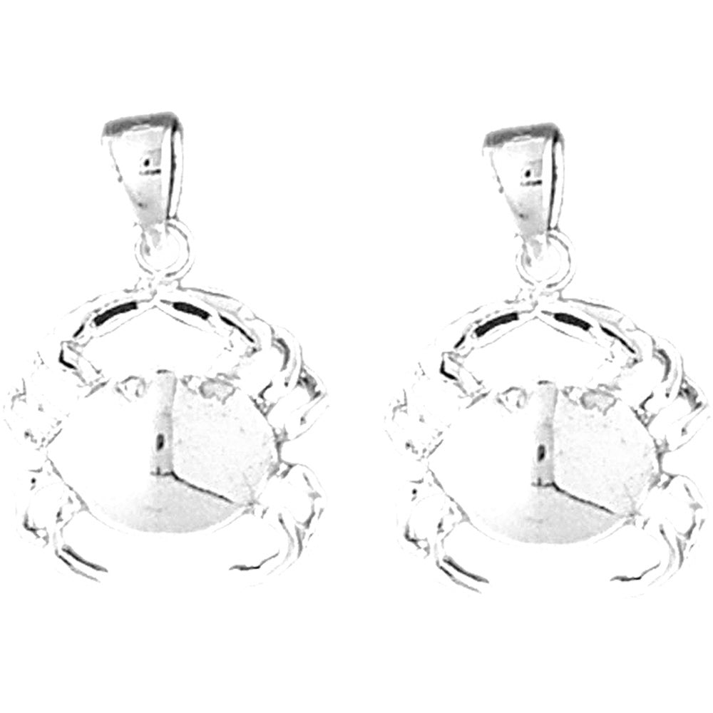 Sterling Silver 23mm Crab Earrings