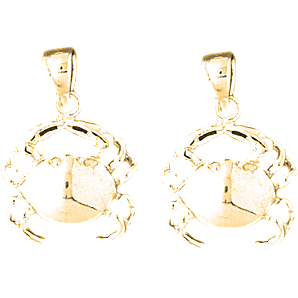 14K or 18K Gold 23mm Crab Earrings