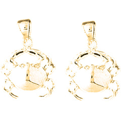 Yellow Gold-plated Silver 23mm Crab Earrings