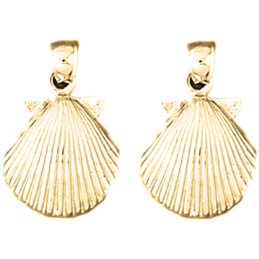 14K or 18K Gold 20mm Sea Shell Earrings