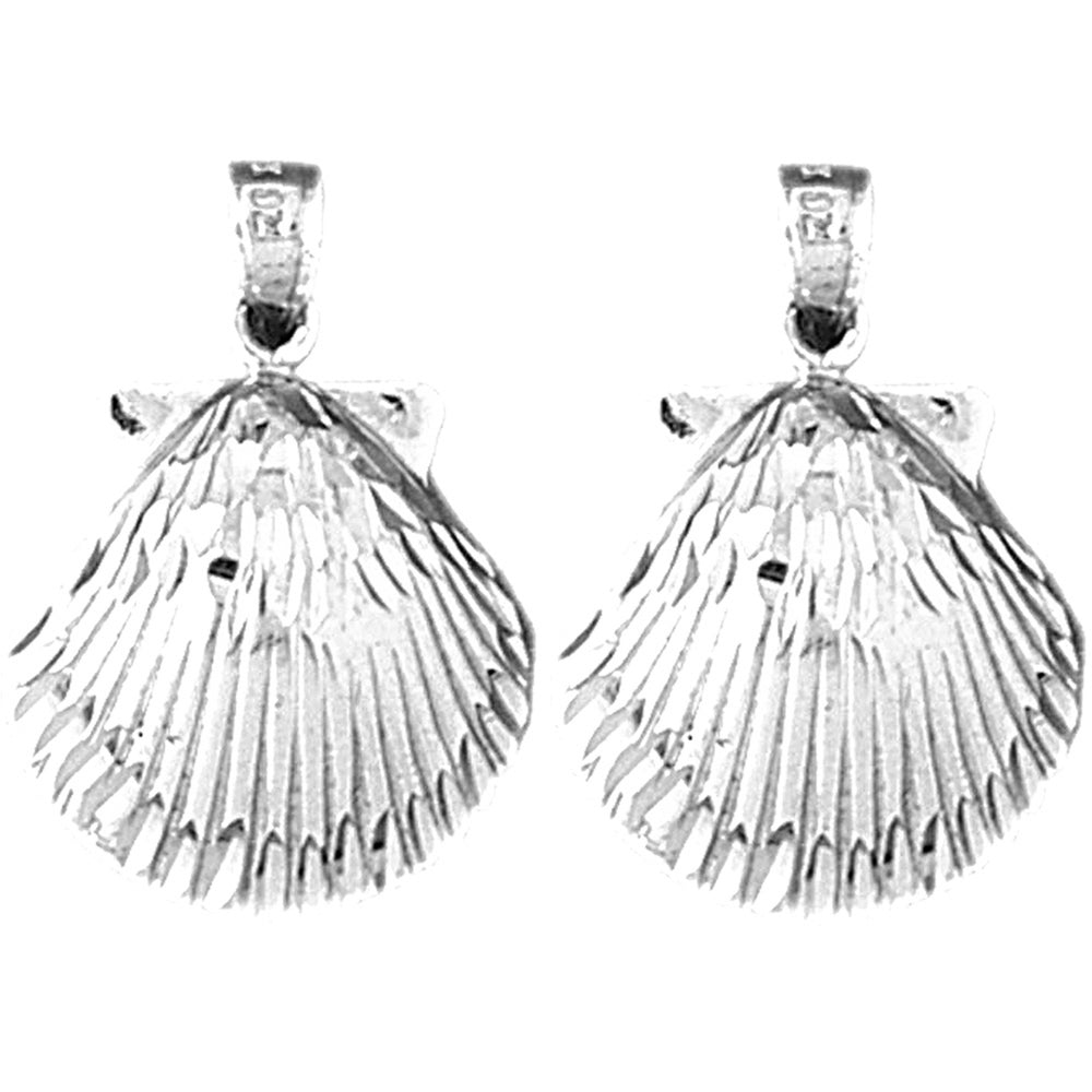 Sterling Silver 26mm Sea Shell Earrings