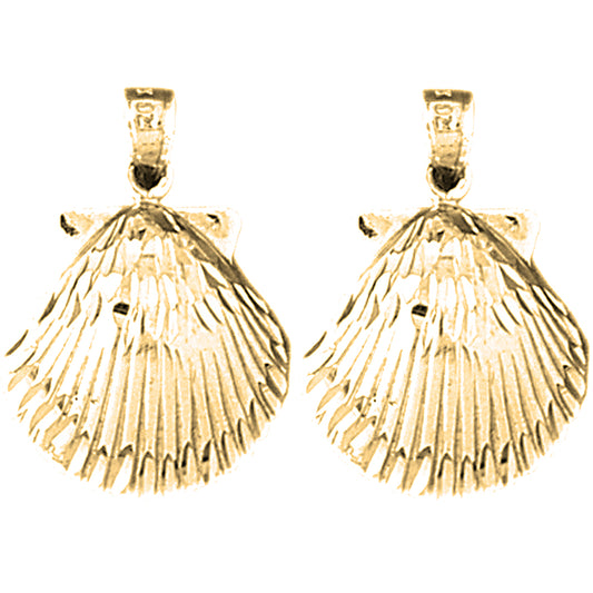 14K or 18K Gold 26mm Sea Shell Earrings