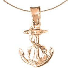 14K or 18K Gold Anchor With Rope Pendant