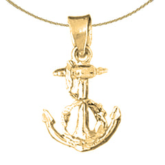 14K or 18K Gold Anchor With Rope Pendant