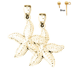 Sterling Silver 31mm Starfish Earrings (White or Yellow Gold Plated)