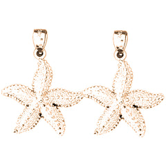 14K or 18K Gold 31mm Starfish Earrings