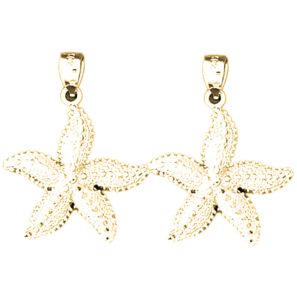 14K or 18K Gold 31mm Starfish Earrings