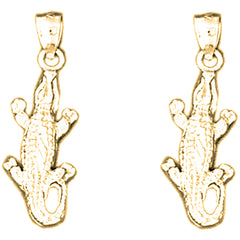 Yellow Gold-plated Silver 26mm Alligator Earrings