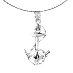 14K or 18K Gold Anchor With Rope Pendant