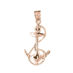 14K or 18K Gold Anchor With Rope Pendant