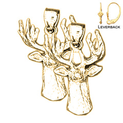 Pendientes de ciervo de plata de ley de 25 mm (chapados en oro blanco o amarillo)