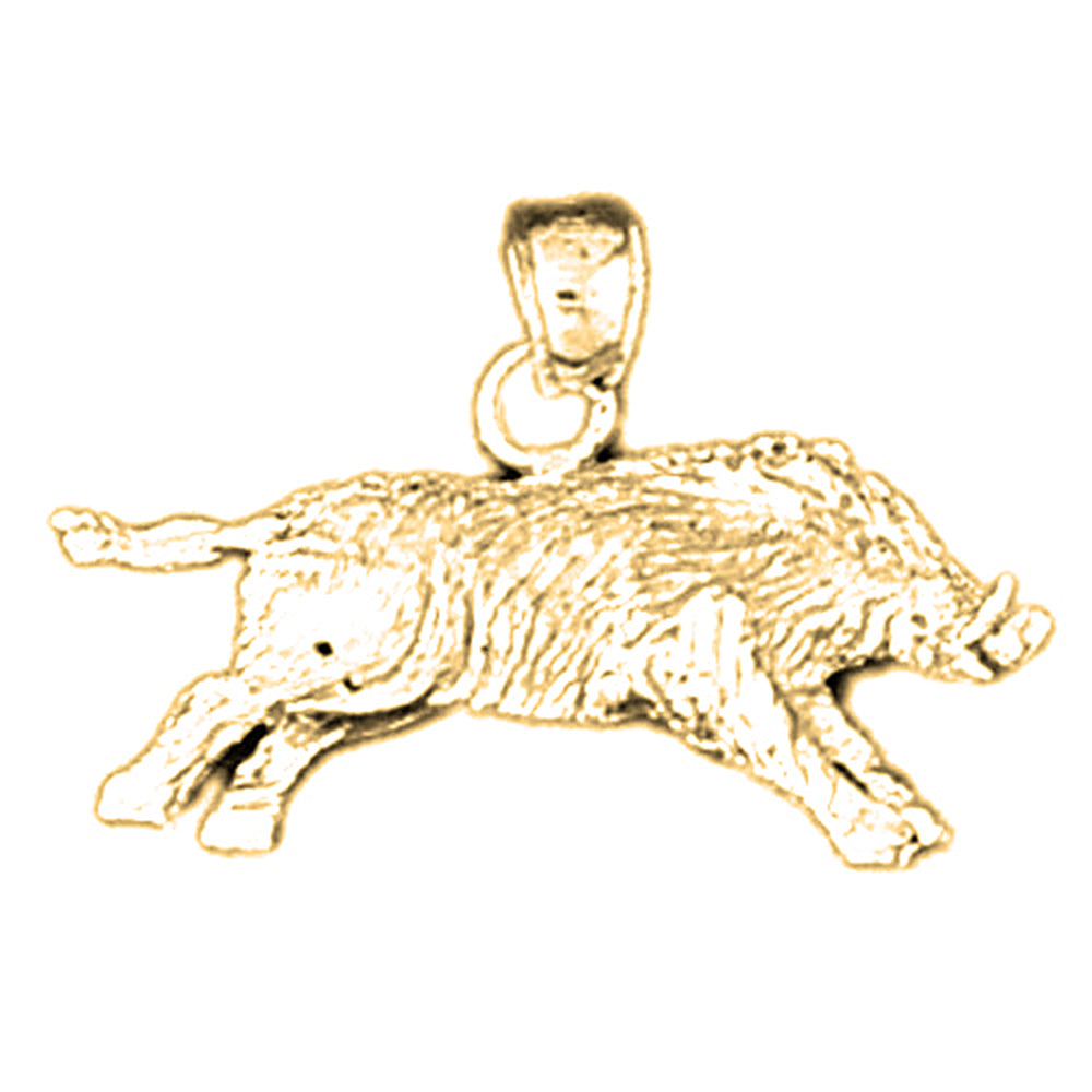 14K or 18K Gold 3D Boar Pendant