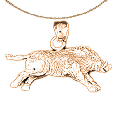 14K or 18K Gold 3D Boar Pendant