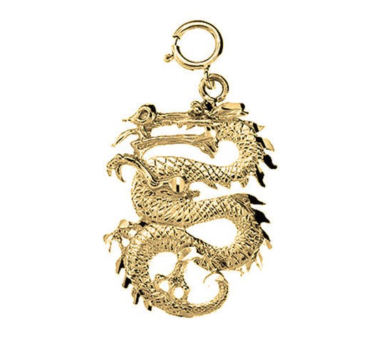 14K or 18K Gold 3D Dragon Pendant