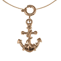 14K or 18K Gold Anchor With Rope Pendant