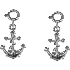 Sterling Silver 20mm Anchor With Rope Earrings