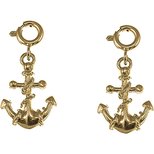14K or 18K Gold 20mm Anchor With Rope Earrings
