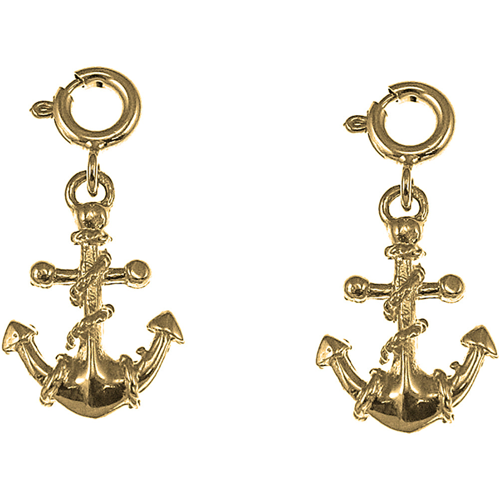 Yellow Gold-plated Silver 20mm Anchor With Rope Earrings