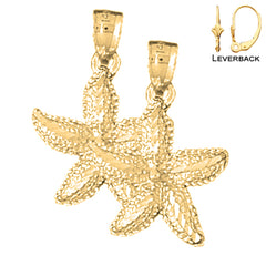 Sterling Silver 26mm Starfish Earrings (White or Yellow Gold Plated)