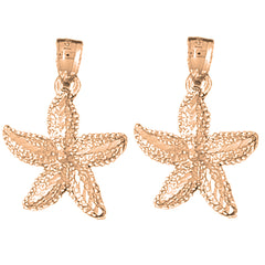 14K or 18K Gold 26mm Starfish Earrings