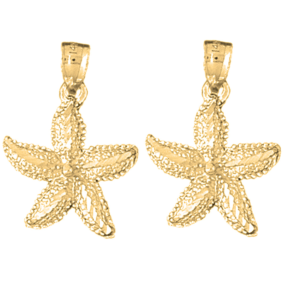 14K or 18K Gold 26mm Starfish Earrings