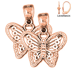 14K oder 18K Gold 19mm Schmetterling Ohrringe